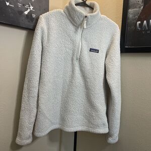 Patagonia Women Worn Wear 1/4 Zip Sherpa Pullover Sweater Sz Medium Ivory